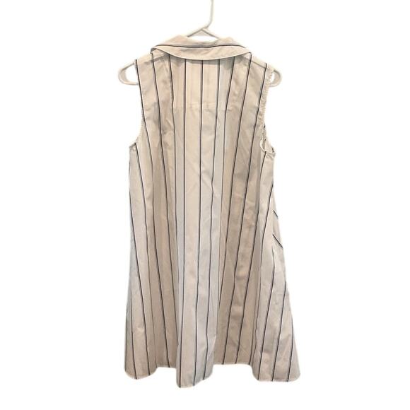 Banana Republic Women Striped Poplin Mini Dress Size M White Blue Preppy Classic - Picture 7 of 13